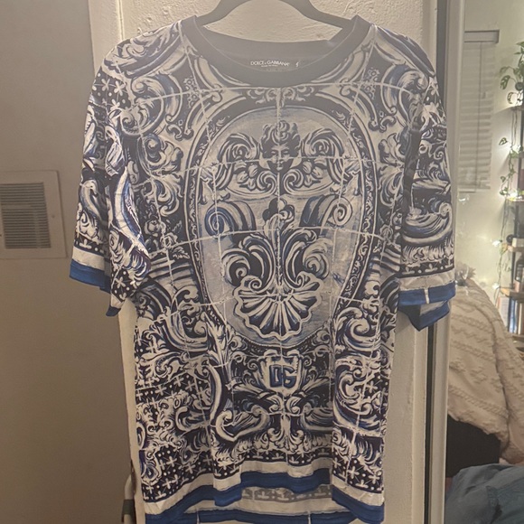 Dolce & Gabbana Blue and White Short Sleeve Tee - Picture 2 of 4